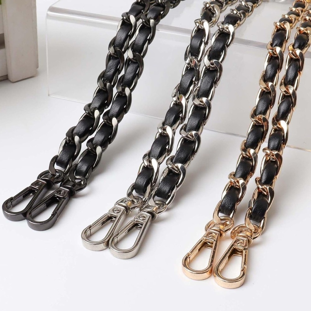 Strap Chanel Style Chain - Faux Leather - Replacement for Crossbody Shoulder Bag - Picture 4 of 8